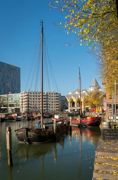 Boote Hafen Von Rotterdam Niederlande — Stockfoto