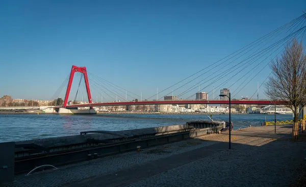Blick Auf Die Willemsbrug Brücke Und Die Stadt Rotterdam Niederlande — Stockfoto