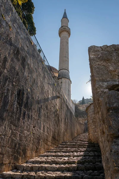 Minaret Στο Χωριό Pocitelj Του Δήμου Capljina Στη Βοσνία Ερζεγοβίνη — Φωτογραφία Αρχείου