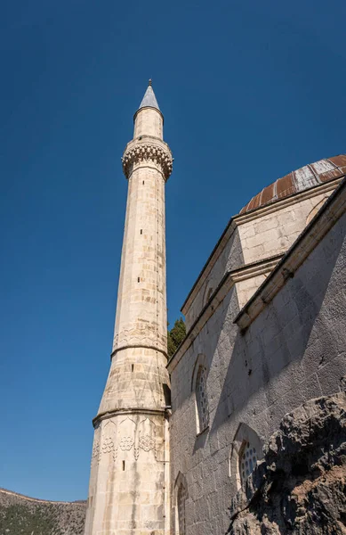 Minarete Aldeia Pocitelj Município Capljina Bósnia Herzegovina — Fotografia de Stock