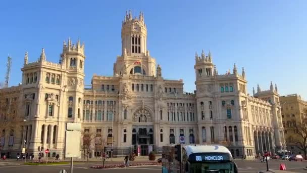 Madrid Cibeles Meydanı Ndaki Letişim Sarayı — Stok video