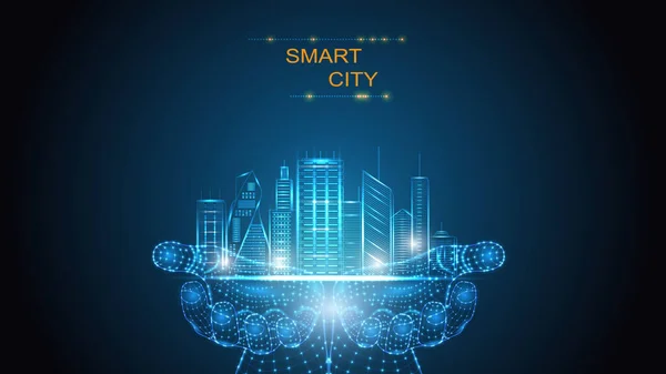 인공지능 과 똑똑 한 도시 시스템, 집에 대한 벡터 그림. 과학, 미래 지향적 네트워크, 네트워크 개념, 통신, 첨단 기술. EPS 10. — 스톡 벡터