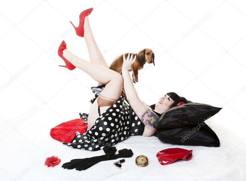 Pinup With Puppy