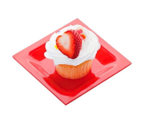 Όπλα στο φράκτηStrawberry cupcake — Stockfoto