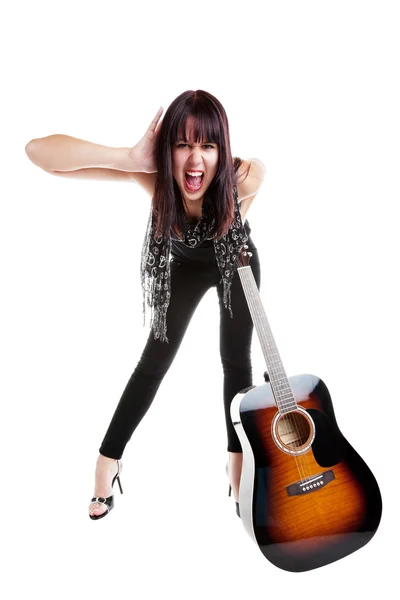 Indie flicka med gitarr — Stockfoto