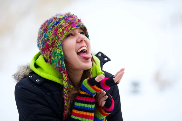 Captura de flocos de neve — Fotografia de Stock