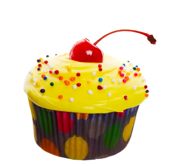 Yellow Cherry Cupcake — Stock Photo, Image