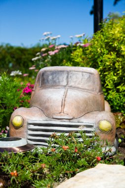 Truck in Flower Bed clipart