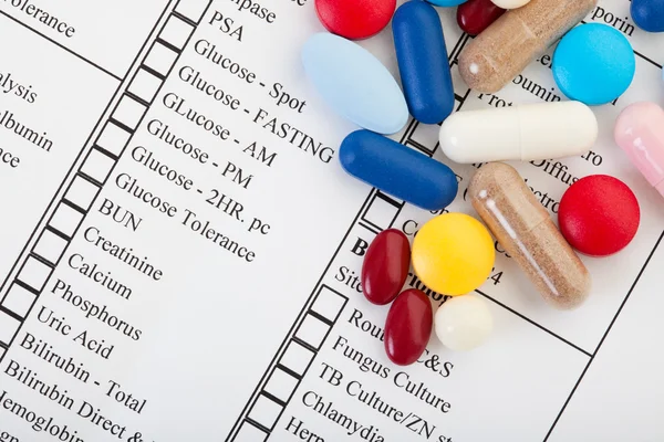 Drugs on Medical Requisition Form — Stock Photo, Image