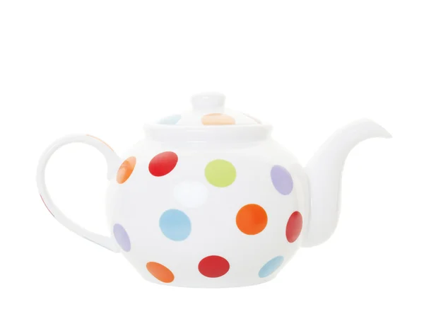 Polka Dot Teapot with Clipping Path — Stock Photo, Image