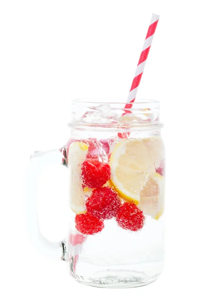 Sparkling Raspberry Lemon Water — Stock Photo, Image