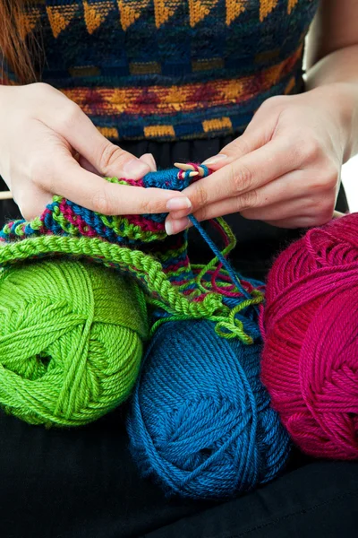 Hands Knitting — Stock Photo, Image