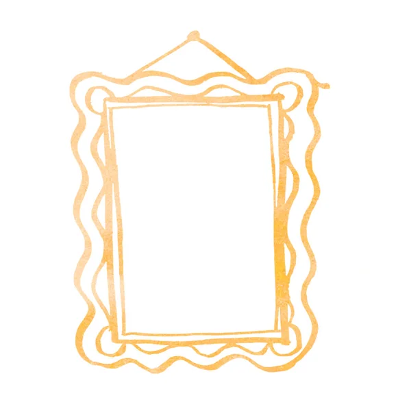 Watercolor Illustration Yellow Picture Frame — Stock Photo, Image