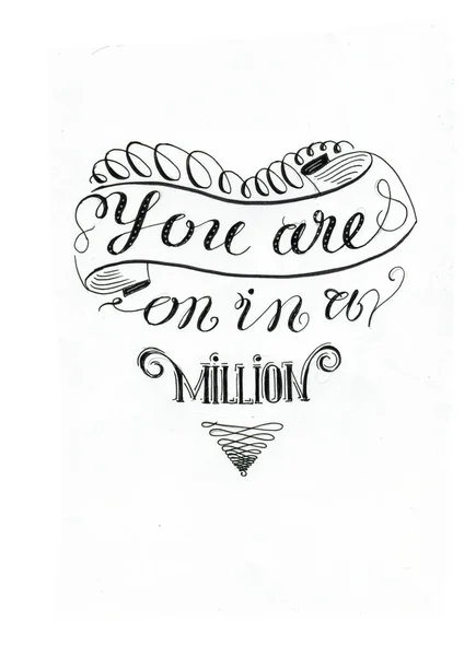 Hand Drawn Lettering You Million Made Pen Ink Marker Brush — Stock Photo, Image