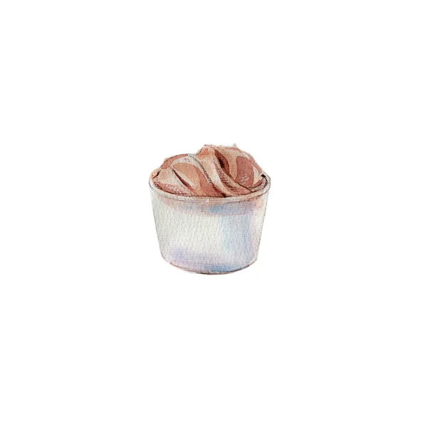 Watercolor Illustration Frozen Custard Ice Cream — ストック写真