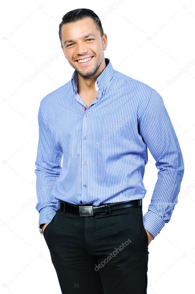 Elegant young handsome smiling man portrait