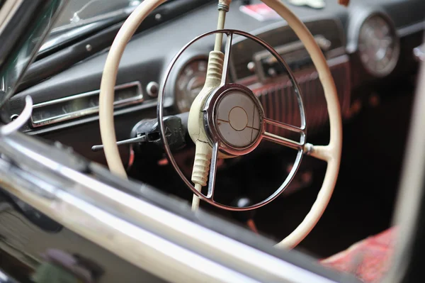 Steering wheel in old car Stock Image