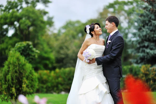 Wedding. Happy young bride and groom portrait — Stock Photo, Image