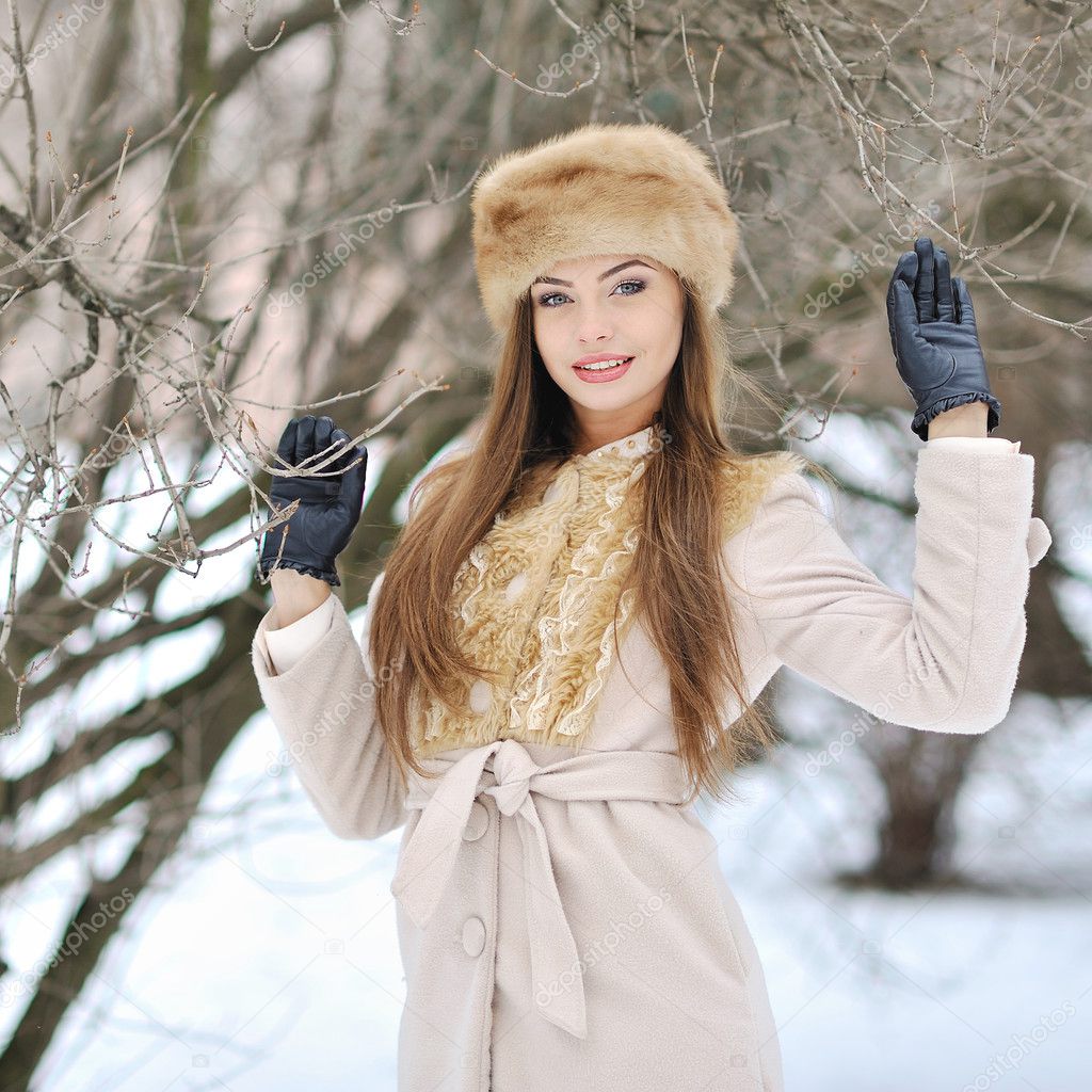 Beautiful girl portrait in winter