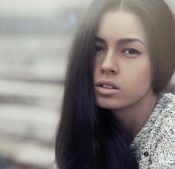 Bella faccia ragazza - primo piano — Foto Stock