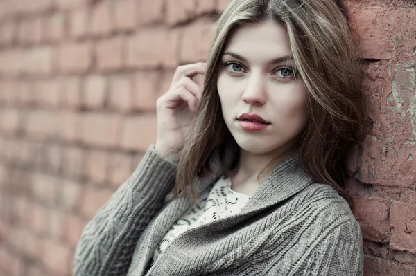 Portrait of a beautiful female face close-up — Stock Photo, Image