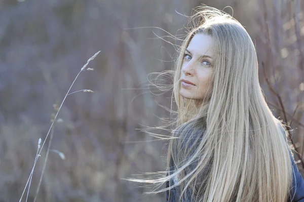 Retrato de una hermosa chica en el bosque — Foto de Stock