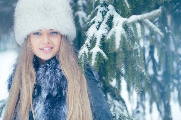 Jovem mulher no inverno — Fotografia de Stock