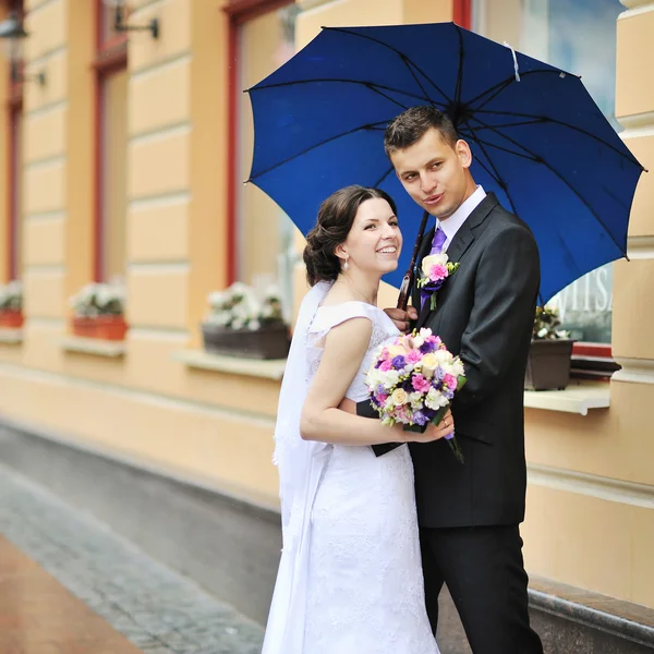 Coppia di nozze felice - sposa e sposo — Foto Stock