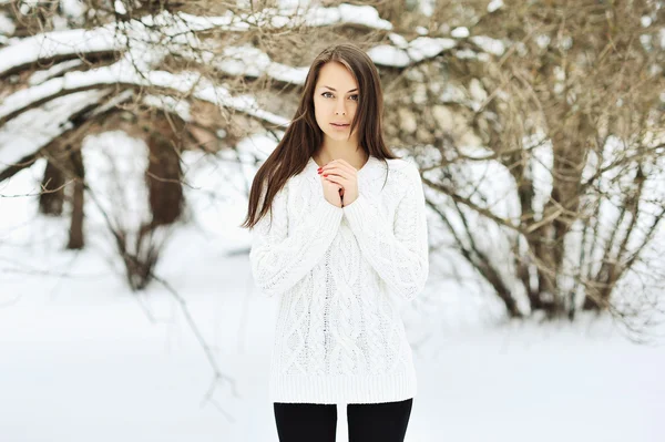 Ritratto invernale di giovane ragazza all'aperto — Foto Stock