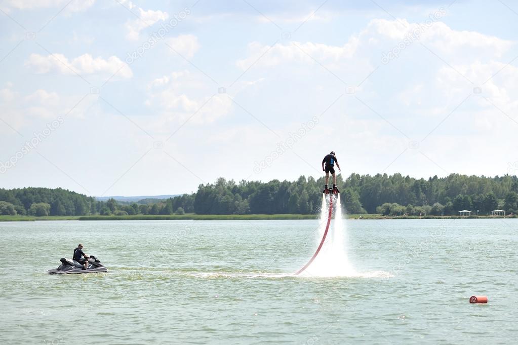 Man on a water jetpack