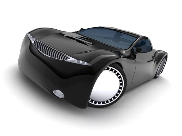 Izole beyaz zemin üzerine siyah bir araba. 3D modeli konsept otomobil. — Stok fotoğraf