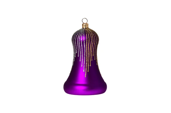 Decoração de campainha violeta para uma árvore de ano novo isolada — Fotografia de Stock