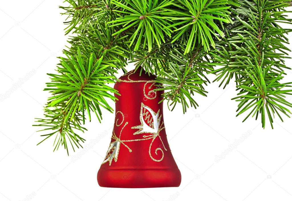Christmas red bell on new year tree