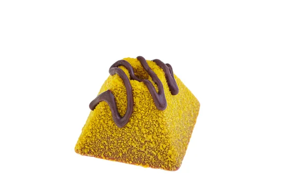 Жовтий солодкий з шоколадом ізольований — стокове фото