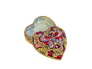 The graceful enameled red casket in the form of heart clipart