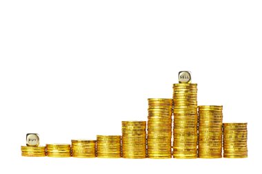 altın sikke üzerinde beyaz izole sütunlar