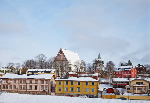 Finlandiya. Kış aylarında eski porvoo