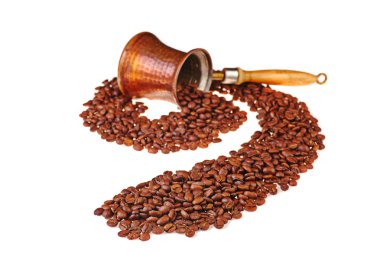 kahve çekirdekleri şeklinde yalan bakır cezve, bırakın