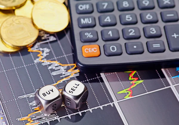 Dices küpleri sözlerle satmak satın almak, hesap makinesi ve altın sikke