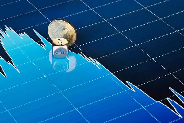 altın sikke ve dices küp kelime se ile düşüş trendi grafik