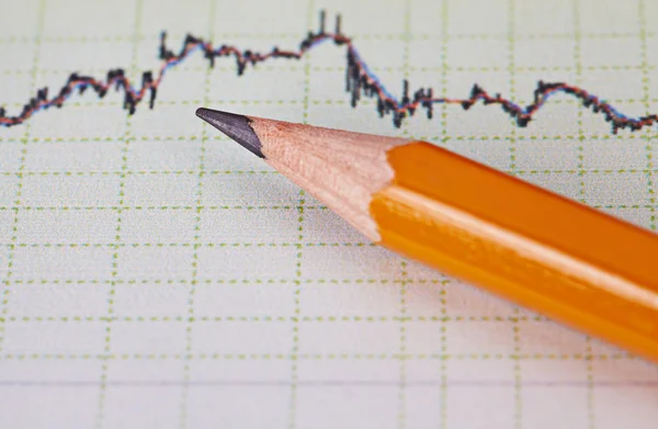 Financial chart of the stock market and pencil. Selective focus — Stock Photo, Image