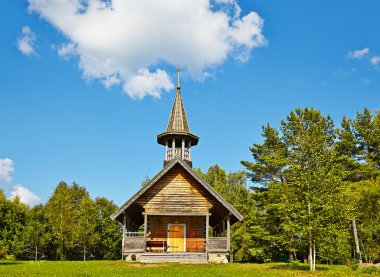 Ahşap ahşap Ortodoks Kilisesi. Moscow region, Rusya Federasyonu.