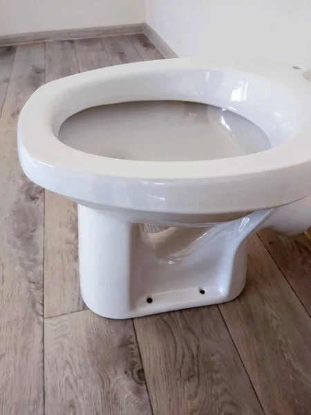 New White Toilet Bowl Bathroom Side View — Stock Photo, Image