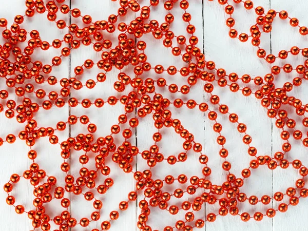 Mardi Gras Party Red Beads Placed White Background — Stock Photo, Image