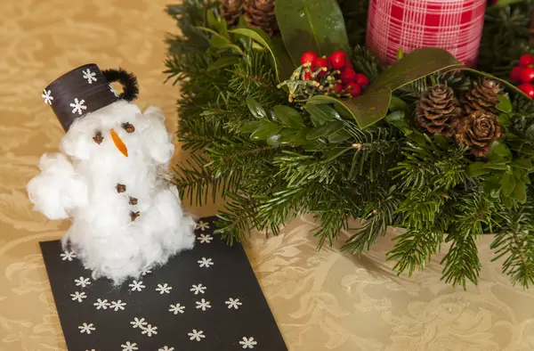 Cottonwool snowman on the table — Stock Photo, Image