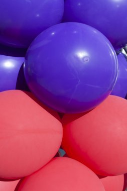 mavi ve kırmızı balon portre