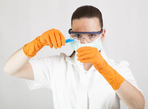 Chemist researcher using epruvetes — Stock Photo, Image