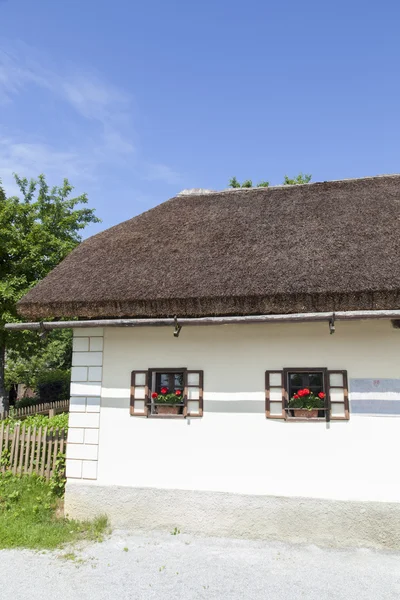 House with straw thatched roof — Stock Photo, Image