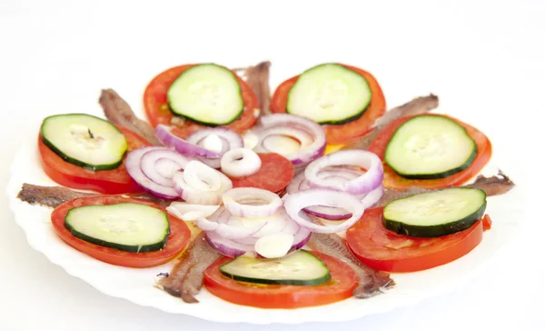 Filetes de sardina con hierbas mediterráneas, espacio para el texto —  Fotos de Stock