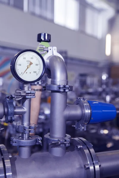 Manometer in nuclear laboratory, industrial blue toned — Stock Photo, Image